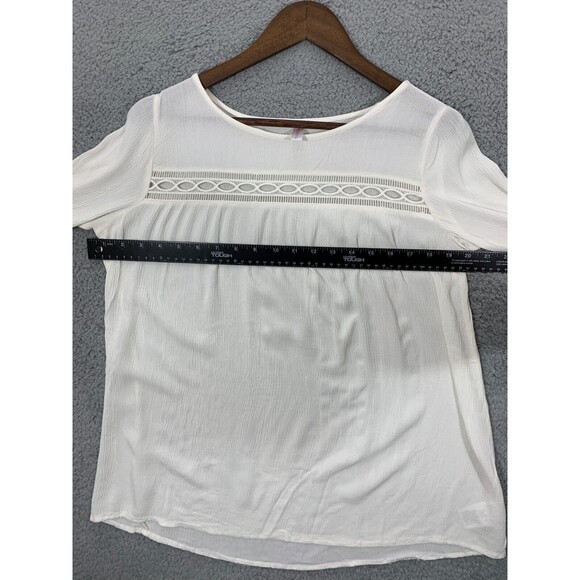XHILARATION White Flare Sleeve Window Lace Blouse Prairiecore CottageCore Granny - Picture 10 of 13